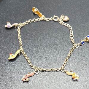 Sterling Shoe Charm Bracelet Different Enamel Shoes Size 6 - 7